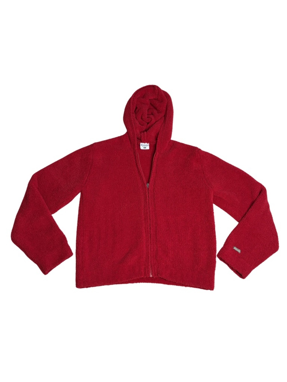 Columbia Sherpa Fleece Hoodie Womens M Red Full Zip‎ Jacket Cozy